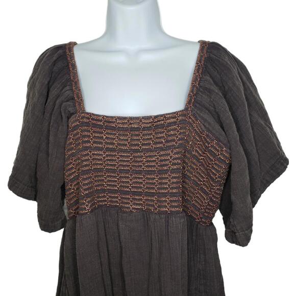 Free People Women's Sz L Smocked Easy to Love Mini Dress (1652) - Picture 3 of 8